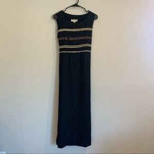 Vintage Linen maxi dress with beaded detail size 4